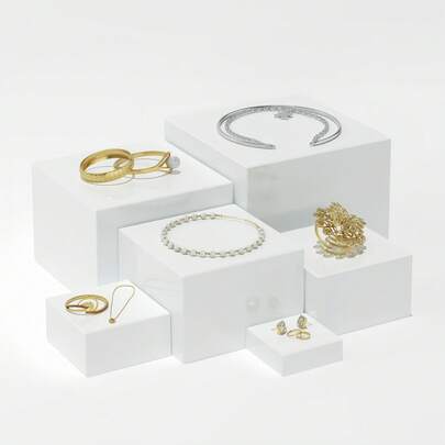 6-pack vita fyrkantiga plastdisplaylådor med fem sidor - mångsidiga förvaringsställ för cupcakes, desserter och kalla rätter för jul, halloween, födelsedagsfester och bröllopsfester - för oberoende användning