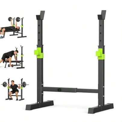 Máquina de press de bancaJNNQI Soporte para Sentadillas Ajustable Soporte de Acero para Fitness Sentadillas y Press de Banca Barra Equipo de Gimna Doméstico Capacidad de Carga 300 KG