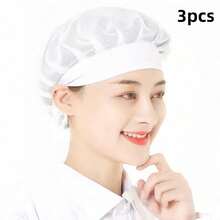 3pcs,Chef Hat Reusable Cooking Hair Net, Adjustable Cooking Hat With Elastic Band,  For Kitchen Coffee Restaurant Food Service, Kitchen Supplies, Accessories,Mesh Hair Nets Cap For Food Service Kitchen - Nhiều màu - Xem 13