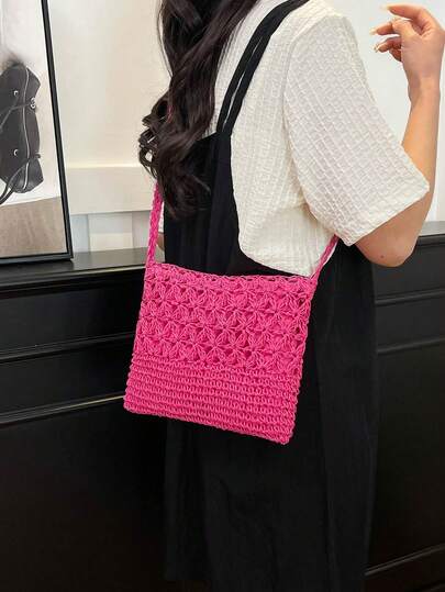 Summer Fashion Versatile Casual Handwoven Large Capacity Beach Straw Crossbody Bag