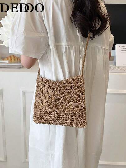 Summer Fashion Versatile Casual Handwoven Large Capacity Beach Straw Crossbody Bag