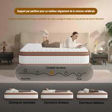 Mattress 140x200 Cm - 26 Cm - Hybrid - Pocket Springs + Memory Foam - Medium-Firm Support - Ultra Breathable - 7 Zones - 香檳色 - 查看 7