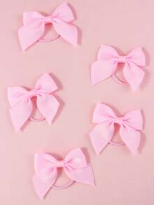 5pcs Kids/Youth Black Bow Hair Ties, Suitable For Everyday Use - Black - View 9