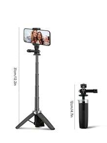 12.2IN Mini Aluminum Selfie Stick Tripod, Desktop Phone Stand, With Handle, Can Be Held Or Placed On The Ground. Suitable For Webcams, Canon G7X Mark III, ZV-1, RX100 VII, A6400, A6600 And Other Cameras - Optional Phone Stand, Suitable For Various Phones. Portable Mini Vlog Stand, One-Click Extension, Adjustable Legs, Equipped With Rubber Foot Pads, Strong Stability, Outdoor Sports Stand, Selfie Tool, Valentine's Day Couple Photography Tool - Multicolor - View 12