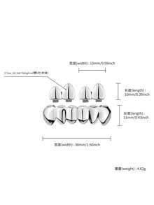 RACHELZ DIY 三件套亮面牙套嘻哈金银色上下牙套男女通用牙齿饰品万圣节角色扮演礼物 - 金色 - 查看 3
