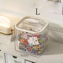 1pc Multi-Functional Dust-Proof Cosmetic Storage Box, Hair Accessory Organizer, Makeup Box, Desktop Trash Can, Women's Organizer Box, Travel Essential, Dorm Storage, Autumn Decor - Clear - View 14