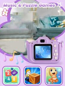 YAIUZGOO 1080P HD Mini Digital Camera, 2.0 Inch Screen, Silicone Case, SD Card Slot, Outdoor Photography Camera, Christmas/Birthday Gift, 150mAh - Purple - View 3