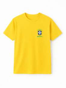 Brazil Unisex T-Shirt World Cup 2026 National Team Fan Version 100% Cotton Summer Regular Fit None - 黃色 - 查看 1