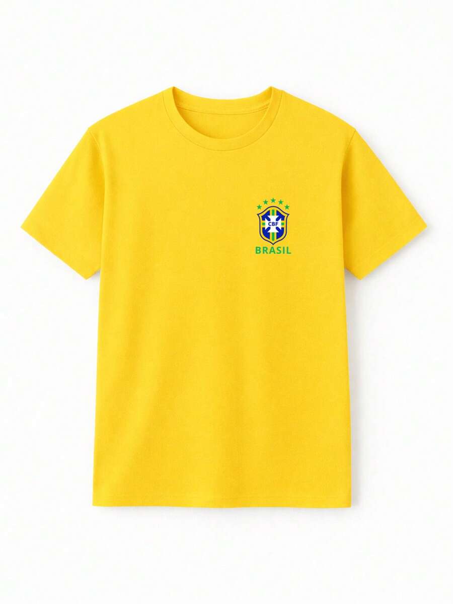 Brazil Unisex T-Shirt World Cup 2026 National Team Fan Version 100% Cotton Summer Regular Fit None - 黃色 - 查看 1
