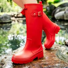 Damen Regenstiefel, rutschfeste Gummistiefel wasserdicht Garten Matsch Stiefel langanhaltend rutschfest, hohe wasserdichte Schuhe bequeme Angelstiefel knöchelhoch, Frauentag, Reiseaccessoires, Hochzeitsgeschenke, Y2K, Schlafzimmer, Kfz-Zubehör für Frauen, Küchendekoration, Süße Sachen - Rot - Übersicht 9