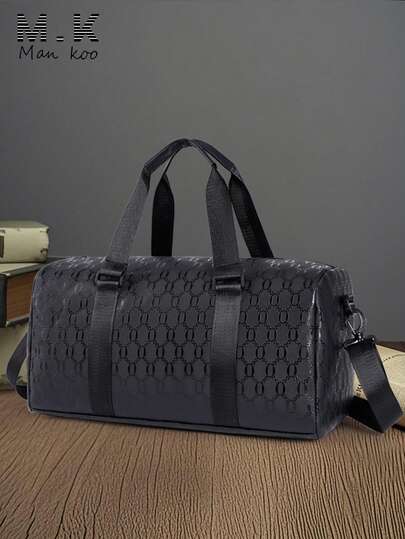 1 st. Herr Weekendväska, Hajtrycksdesign, Stor Axelväska, Handväska, Moderiktig Avslappnad Sportväska, Axelväska, Reptålig, PU-läder, Resor, Camping, Vardagsliv Semesterväskor För Resor