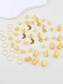 45pcs Women's Braided Hair Rings, Moon & Star Braided Hair Clips, Fashionable & Unique Hair Accessories