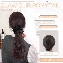 16 Inch Women's Wavy Synthetic Ponytail Clip-On Hair Extension With Headband Design - Multicolor - View 2