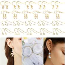 30pcs Real 18K Gold Plated French Earring Hooks Fish Hook Earrings For Jewellery Making Women Adults DIY Dangle Earrings Crafts Supplies - Multicolor - View 7