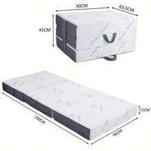 90cm Wide Portable Mattress 15cm Thick High Density Foam Sofa Bed With Handle And Adjustable Straps - Foldable, Lightweight, No Power Needed, Durable Fabric For Home, Office, Camping, Travel, Sofa Bed For Living Room, Office Sleep Solution, Modern Bedroom Furniture, Sturdy Construction, Home Sleeping Solution, Minimalist Design, Highquality Foam, Foldable Sofa, Small Space Living - 白色 - 查看 5