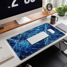 وسادة فأرة مقاس كبير بتصميم شريطي أزرق وأبيض، ذات سطح معالج بتقنية الميكرو، قاعدة مطاطية سميكة مانعة للانزلاق، هدية مثالية لديكور المكتب والألعاب والكمبيوتر المحمول وسطح الكتابة - متعدد الألوان - مشاهدة 4