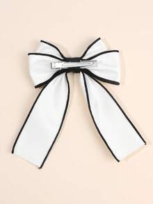1 Pc Simple Solid Color Bow Hair Clips For Women, Elegant White Large Bow Hair Barrettes, Hairpin Perfect For Commuting, Daily Wear, School, Student Supplies, Hair Tools, Women's Retro Hair Accessories - Multicolor - View 4