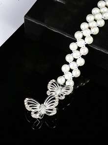 1pc Shiny Butterfly Rhinestone & Pearl Decor Waist Chain, Cute & Sweet Children's Belt Accessory, Suitable For Dresses, Pants, Daily Wear, Parties, Travel & Vacation - A - View 7