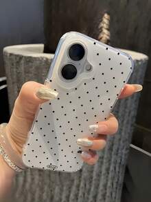 1个可爱波点UV印花白色IMD手机壳，柔软TPU保护套，兼容，情人节、生日、圣诞节、万圣节礼物，送给男友、家人和朋友 - 小波點 - 查看 4