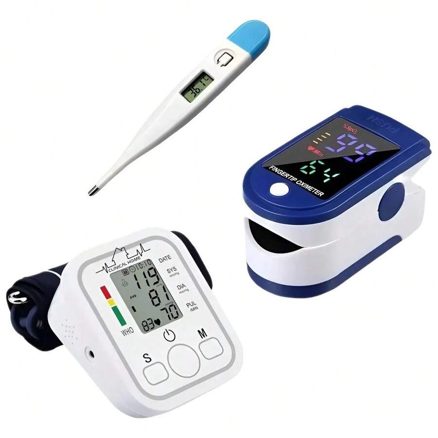 MONITOR DE PRESION DIGITAL PARA BRAZO + OXIMETRO - Blanco y Negro - Ver 1
