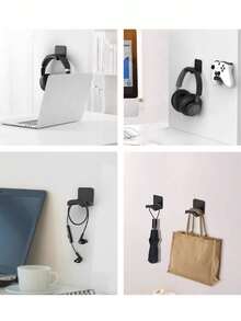 1个现代风格壁挂式实用挂钩 - 塑料耳机/帽子挂钩，无需钻孔即可轻松安装，可悬挂在桌面下方，适用于游戏耳机展示、浴室、厨房、浴室收纳、花园照明、墙钩、圣诞装饰、钥匙架、壁挂式钥匙扣、钥匙配件