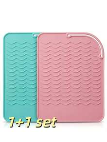 1 件装硅胶隔热垫 - 二合一直板夹和卷发棒收纳袋 - 美发工具旅行包 - 保护表面免受热损伤（黑色）