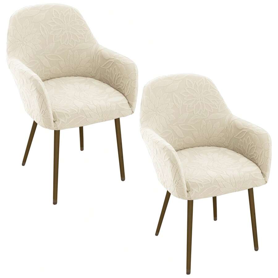 2pcs-Jacquard Full-Cover Office Chair Slipcover - Elastic, All-Season Universal, Rotatable Office Chair Cover Suitable For Game Rooms & Offices - Beige - View 1