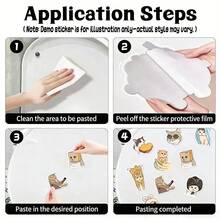 50 Pcs Cat Toilet Stickers, Cute Decorative Stickers For Toilets & Bathtubs, Cartoon Meme Multi-Scenario Stickers For DIY Decoration Of Scrapbooks, Diaries, IPads & Notebooks - Multicolor - View 7