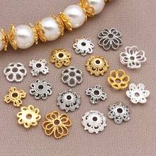 10pcs 18K Gold Plated Flower Bead Caps Hollow Spacer Beads Stoppers For Jewelry Making Necklaces Bracelets Earrings Supplies DIY Crafts - Multicolor - View 2