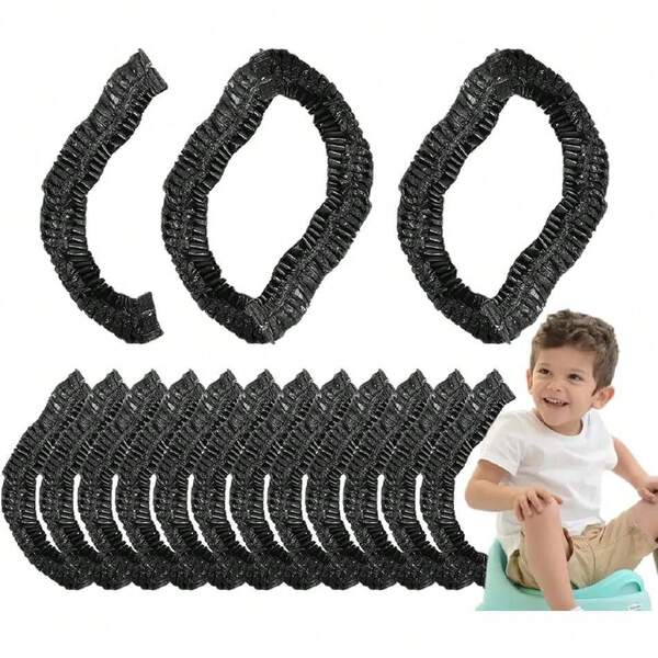100 pcs Orinal de Viaje para niños pequeños, Asiento de Inodoro para Entrenamiento de Orinal, Asiento de Inodoro para Entrenamiento de Orinal, Inodoro portát para niños con Cierre elástico (Black),40839419