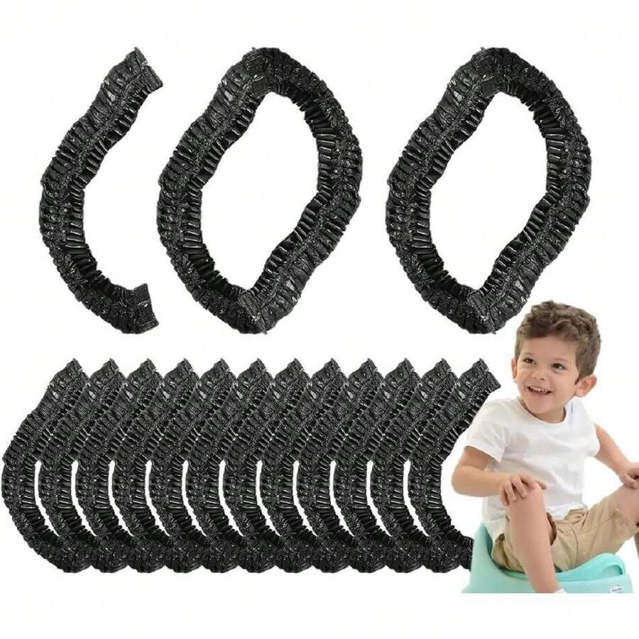 100 pcs Orinal de Viaje para niños pequeños, Asiento de Inodoro para Entrenamiento de Orinal, Asiento de Inodoro para Entrenamiento de Orinal, Inodoro portát para niños con Cierre elástico (Black),40839419 - Negro - Ver 1