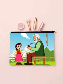 1pc High-Quality Heidi Pattern Printed Dual-Use Makeup Bag & Pencil Case, Retro Girl Design, Durable Polyester Zipper, Essential For Students, Great Gift For Women, Girls, Teens, Christmas, Travel & Daily Use - Multicolor - View 2