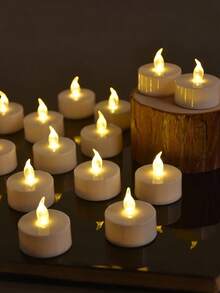 24支装高亮度暖黄色茶蜡，可连续点亮，适用于婚礼、祈祷、节日礼物等各种场合，营造节日氛围，可用于房间装饰、家居装饰、生日、毕业典礼等。 - 彩色 - 查看 4