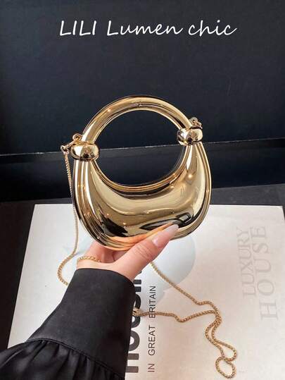 Este nuevo bolso de mano mini de acrílico es un embrague de moda, un bolso de noche único en forma de media luna, así como un bolso bandolera/de cadena, muy adecuado para damas, estudiantes universitarias, trabajadoras de oficina y diversas ocasiones.