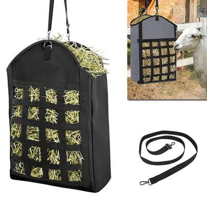 1 Stück Heuraufe Aufbewahrungstasche, Pferd, Ziege Langsam Futter Heu Netz Tasche, offene Fütterungslöcher Heuraufe Aufbewahrungstasche, kleine Größe geeignet für Ziegen und Schafe, große Größe geeignet für Pferde