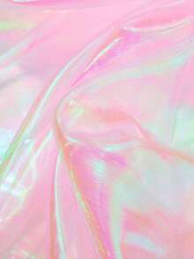 1pc Soft Matte Pink Organza Fabric, Holographic Iridescent Tulle, Bridal Gown DIY Sewing Material - Pink - View 1