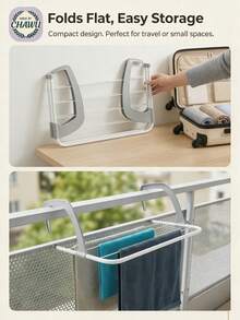 1pc/2pcs/3pcs Square Foldable Wall-Mounted Clothes Drying Rack - 3X Thicker Metal, Rust-Resistant Coating, 10-Second No-Drill Installation/Space-Saving Foldable Design/Suitable For Tenants/Students/Homeowners To Dry Towels, Bedsheets - Thickened - View 6