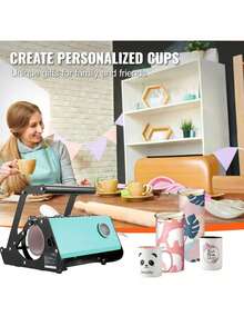 Mug Heat Press, 11-30oz Tumbler Heat Press Machine, Sublimation Transfer Straight Skinny Tumblers, Cup Heat Press With Heat-Resist Gloves & Tape, DIY Ceramic Mugs Cups Glasses, As Gift - 綠色 - 查看 6