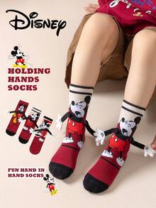 3 Pairs Cute 3D Disney Mickey Mouse Knee High Socks, Children's Christmas Thigh High Socks, Fashionable Kids Party Tall Socks, High Quality Gift. Back To School Season, Fun & Stylish Disney Fans, Family Gathering Christmas Gift Tote Socks - Multicolor - View 3