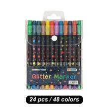 12支/24支双头闪光马克笔，色彩鲜艳，闪光水彩笔，适合学生使用，是DIY手工、贺卡、马克杯、木制装饰、素描和专业艺术创作的理想之选，也适用于工艺品制作、艺术绘画、学习用品、礼品创意、返校礼物等。 - 彩色 - 查看 10