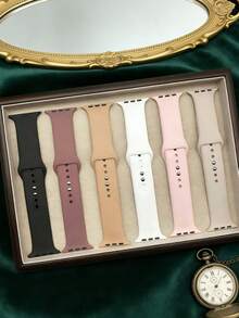 6pcs/Set Breathable Soft Silicone Sport Watch Bands, Elegant Fashion Gift Set Compatible With Apple Watch Series 11/10/9/8/7/6/SE/SE2/Ultra 2 (38mm, 40mm, 41mm, 42mm, 44mm, 45mm, 46mm, 49mm) - 38/40/41/42mm(Series 10) - View 3