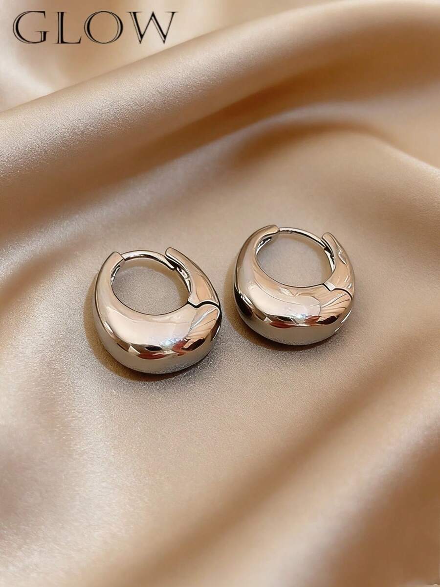 1 Đôi bông tai bạc kiểu dáng cổ điển tối giản hình học, thích hợp cho các bạn gái trẻ đeo hàng ngày và trong các dịp lễ hội. - Hình học B - Xem 1