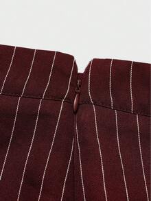 Elegant Minimalist Holiday Party Commute Daily Business Vest Suit Co-Ord Sets For Women, Autumn Vest Suit Waist Cinched Fitted Suit Skirt Women's Set Summer - Burgundy - View 10