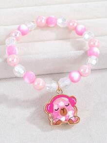 1Pc Girls Cat Capybara Unicorn Heart Shaped Charm Full-Fill Glitters Colorful Sequins Decor Beaded Bracelet Best Gift - Multicolor - View 21