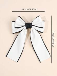 1 Pc Simple Solid Color Bow Hair Clips For Women, Elegant White Large Bow Hair Barrettes, Hairpin Perfect For Commuting, Daily Wear, School, Student Supplies, Hair Tools, Women's Retro Hair Accessories - Multicolor - View 5