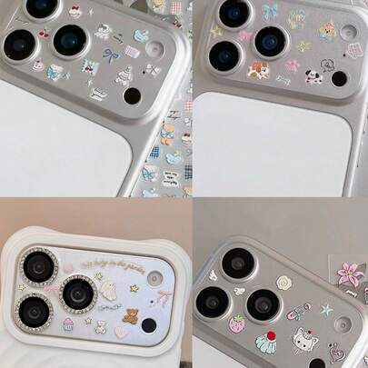 Miếng dán cường lực bảo vệ ống kính máy ảnh 1 cái INS Tự làm miếng dán bảo vệ ống kính máy ảnh tương thích với iPhone 11 Pro Max/12 Pro Max/13 Pro Max/14 Pro Max/15 Pro Max/16 Pro Max/17 Pro Max Quà tặng mùa xuân Phục Sinh hình thỏ