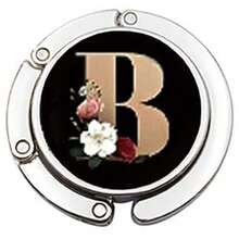 1pc Circular Foldable Bag Hanger, Creative English Letter Design Portable Desk Hook For Purse, Backpack Storage