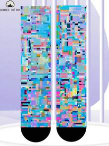 袜子 1 双装 3D 数码热转印 360 度印花中筒袜 - 彩色 - 查看 5