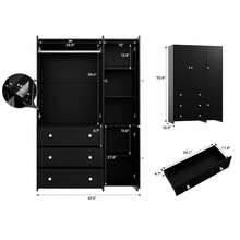 VOWNER 71" Large Wardrobe Closet With Mirror, Freestanding Bedroom Armoire With 3/6 Large Drawers & 2/4 Doors, Clothes Storage Organizer Cabinet For Bedroom, Gifts For Halloween & Thanksgiving - Negro - 47,3" de ancho - Ver 5