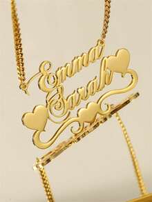 1pc Customized Double-Layer Name & Heart Necklace, Personalized Crown Name Necklace With Birthstone, Couples Nameplate Necklace Gift, Valentine's Day Gift, Christmas Gift - Silver+Style 8 - View 8